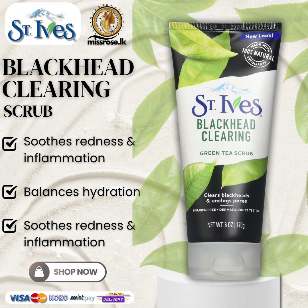 St. Ives Blackhead Clearing Face Scrub, Green Tea – 170g