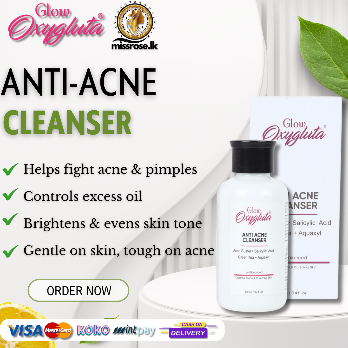 Glow Oxygluta Anti-Acne Cleanser  100ml