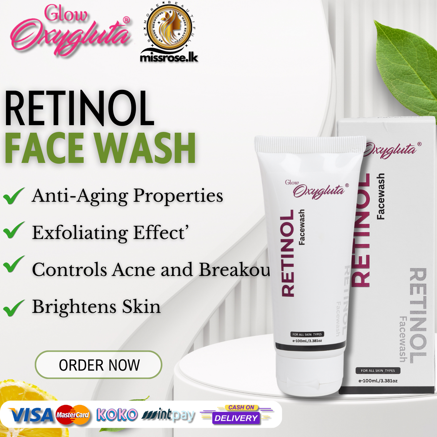 Glow Oxygluta Retinol Face wash 100ml