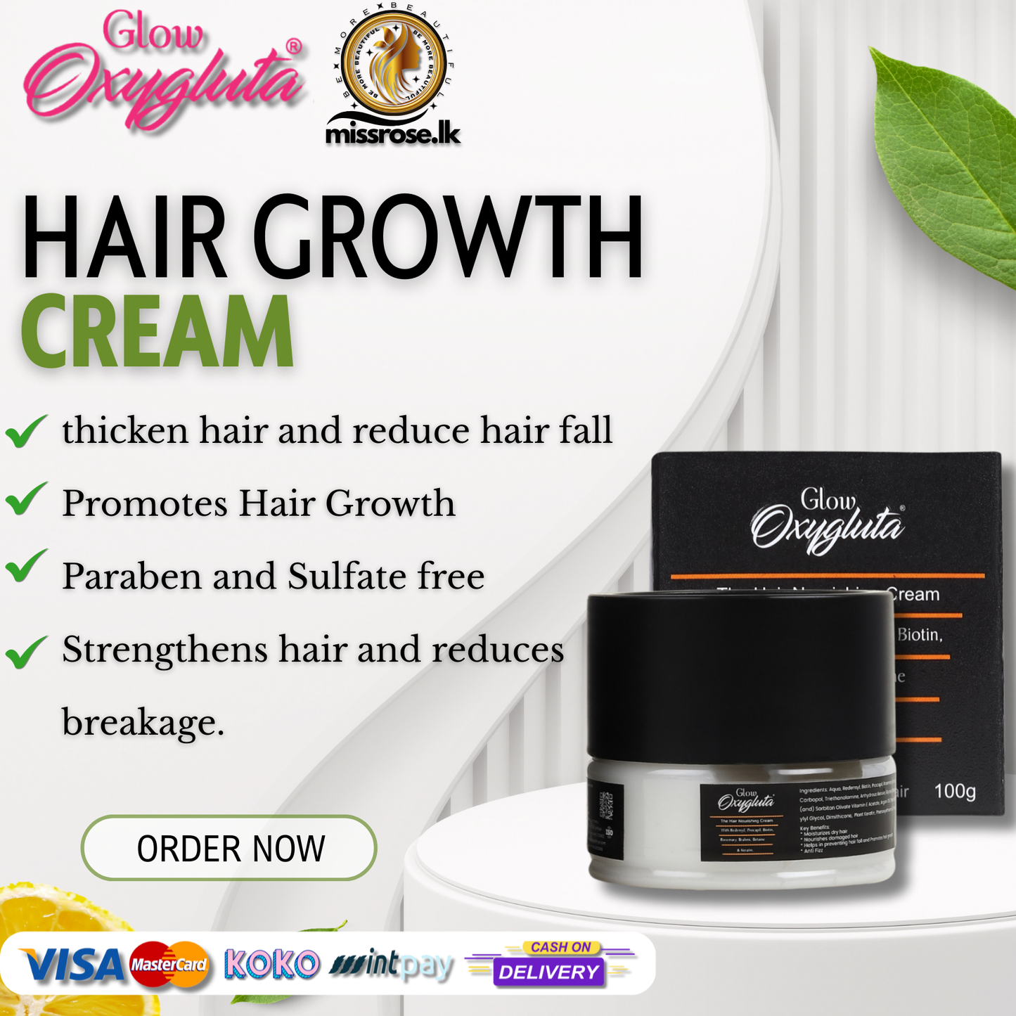 Glow Oxygluta Hair Growth Cream 100g