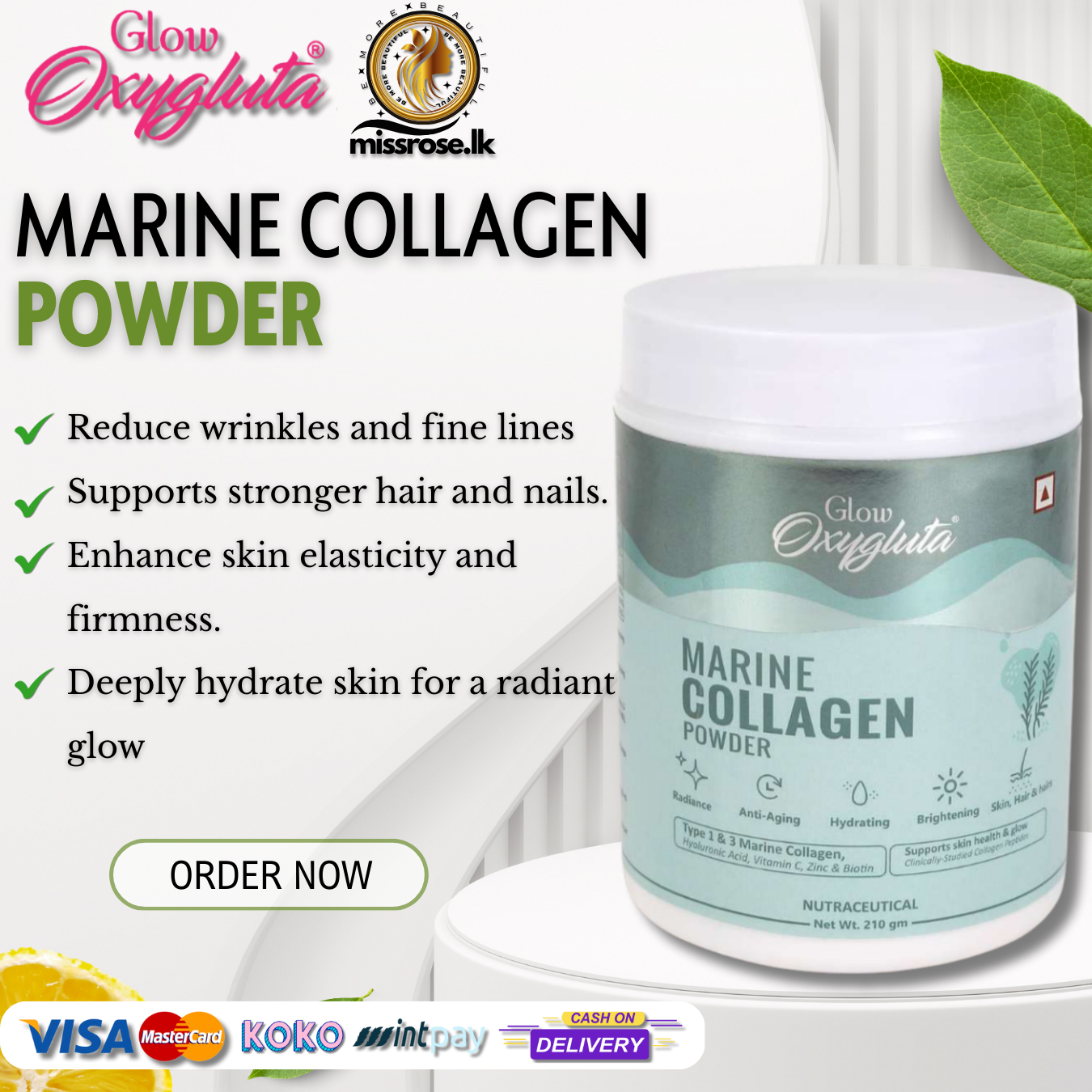 Glow Oxygluta Marine Collagen Powder 210g
