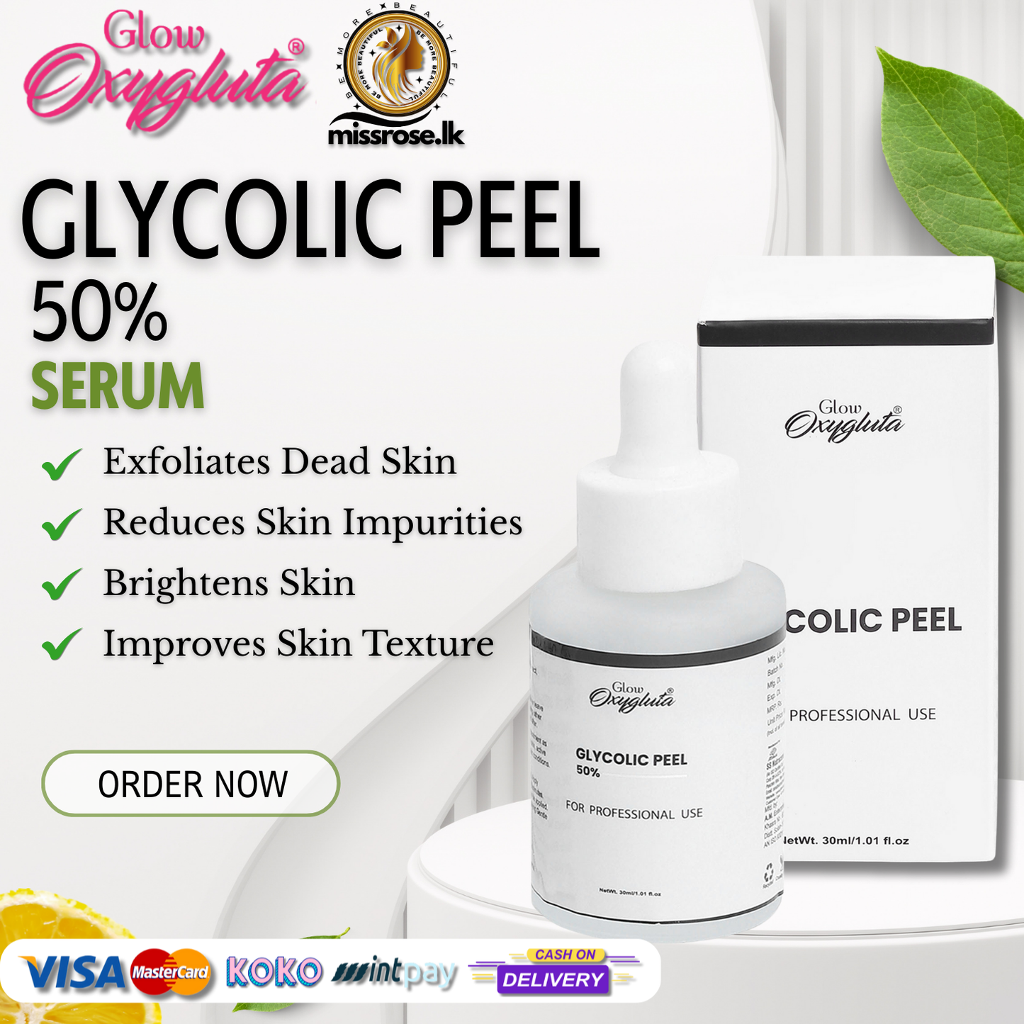 Glow Oxygluta Glycolic Peel 50% mask 30ml