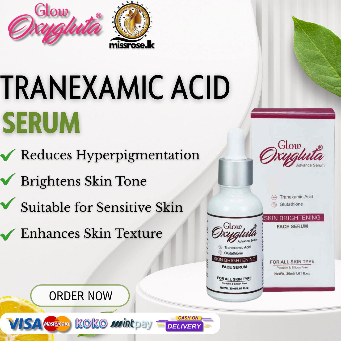 Glow Oxygluta Tranexamic Acid Face Serum 30ml
