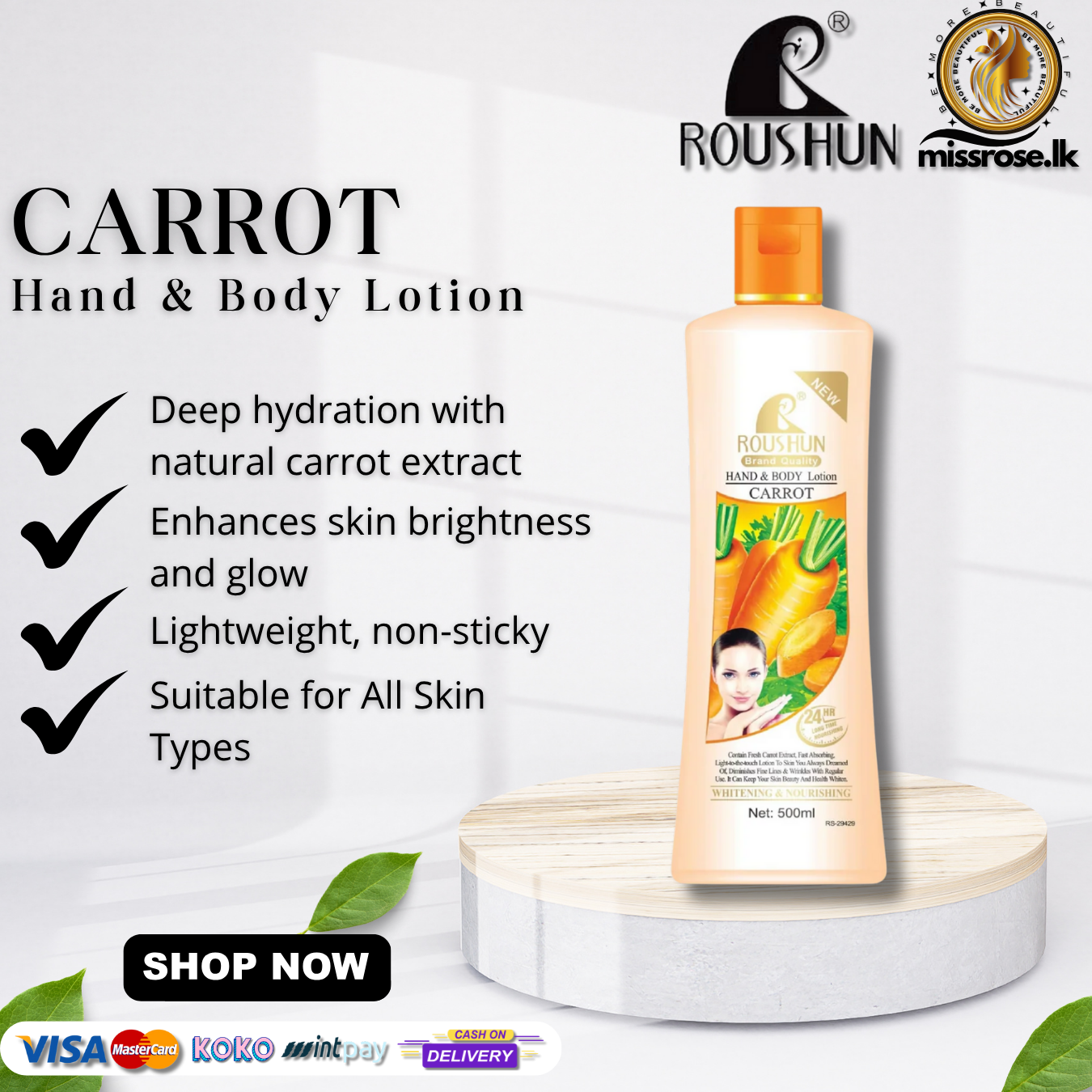 Roushun carrot Hand and Body Lotion 500ml