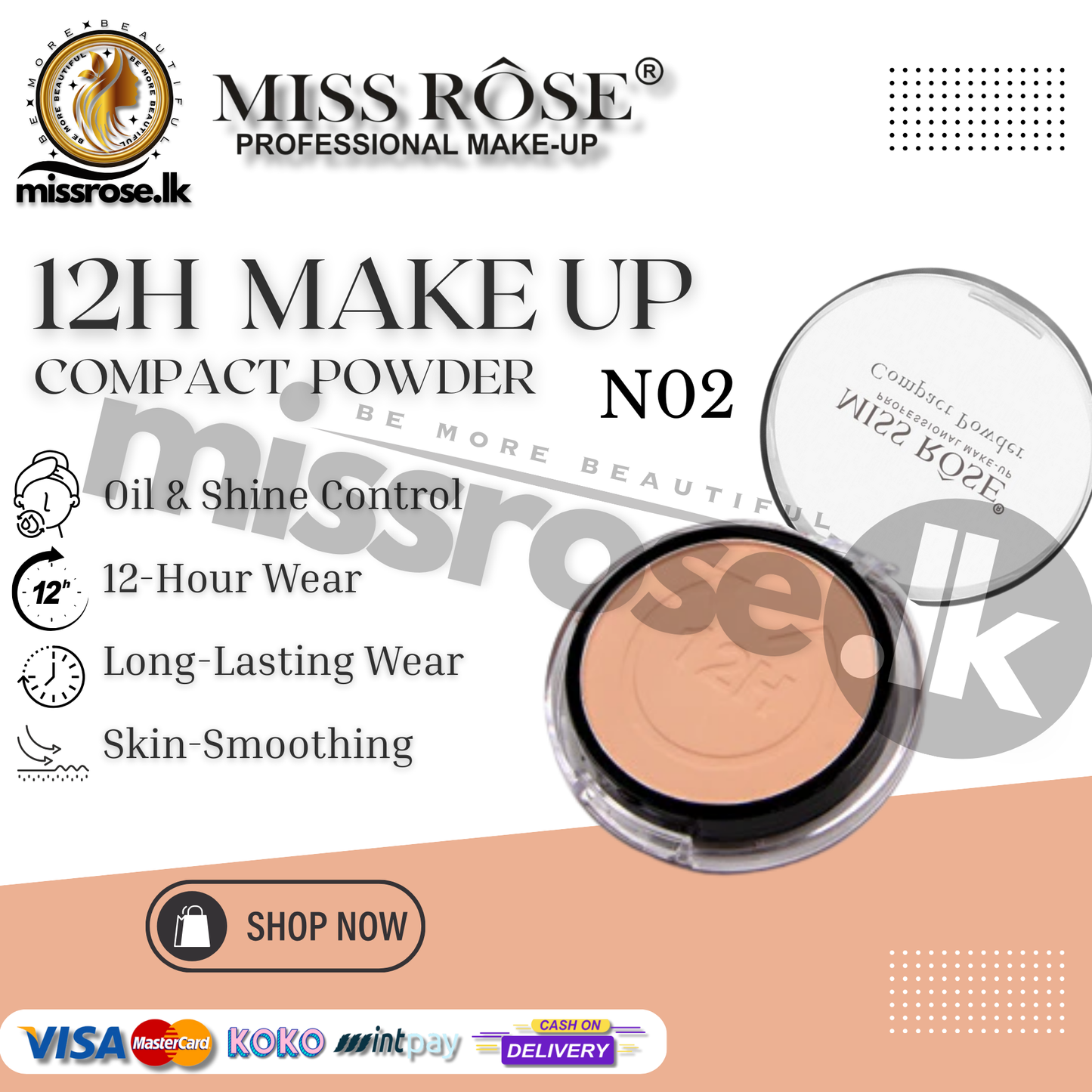 Miss Rose 12h Compact Powder Studio Fix Powder Plus Foundation (N)