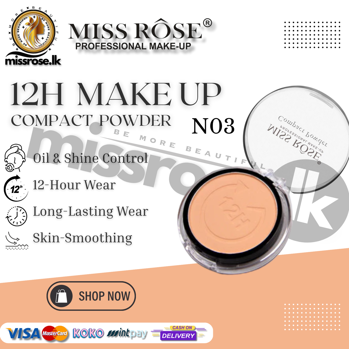 Miss Rose 12h Compact Powder Studio Fix Powder Plus Foundation (N)