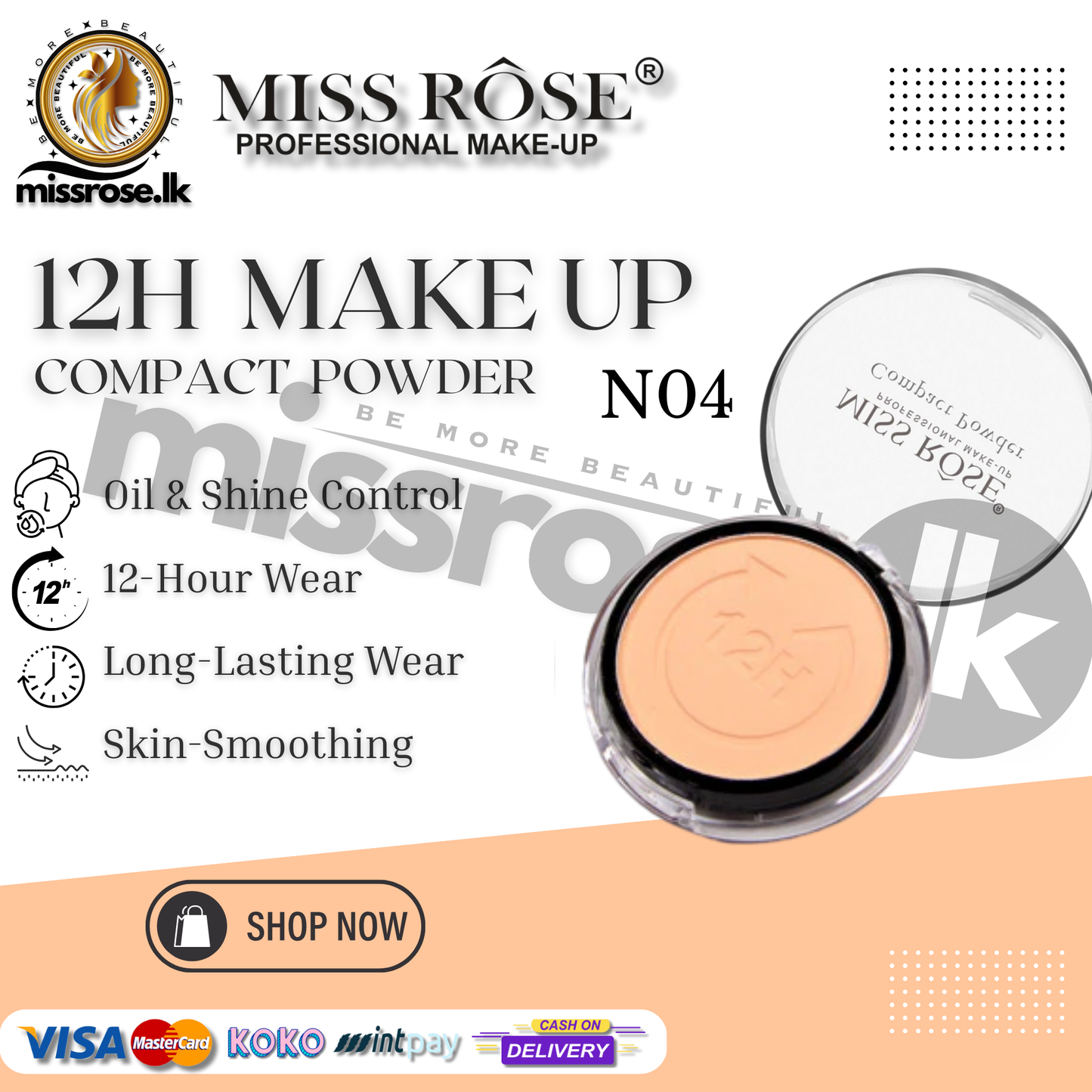 Miss Rose 12h Compact Powder Studio Fix Powder Plus Foundation (N)