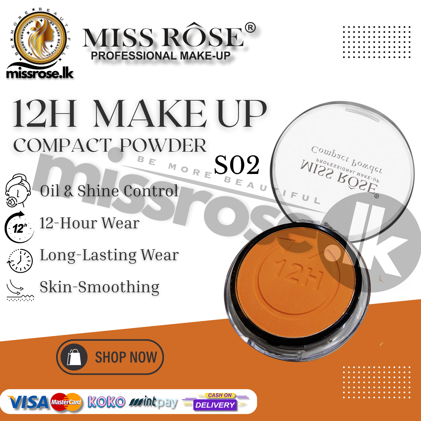 Miss Rose 12h Compact Powder Studio Fix Powder Plus Foundation (S)