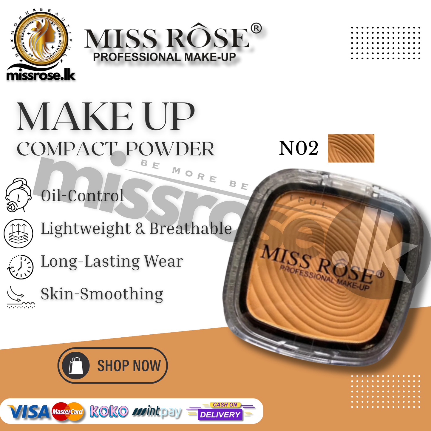 Miss Rose Professional Make Up Compact Powder