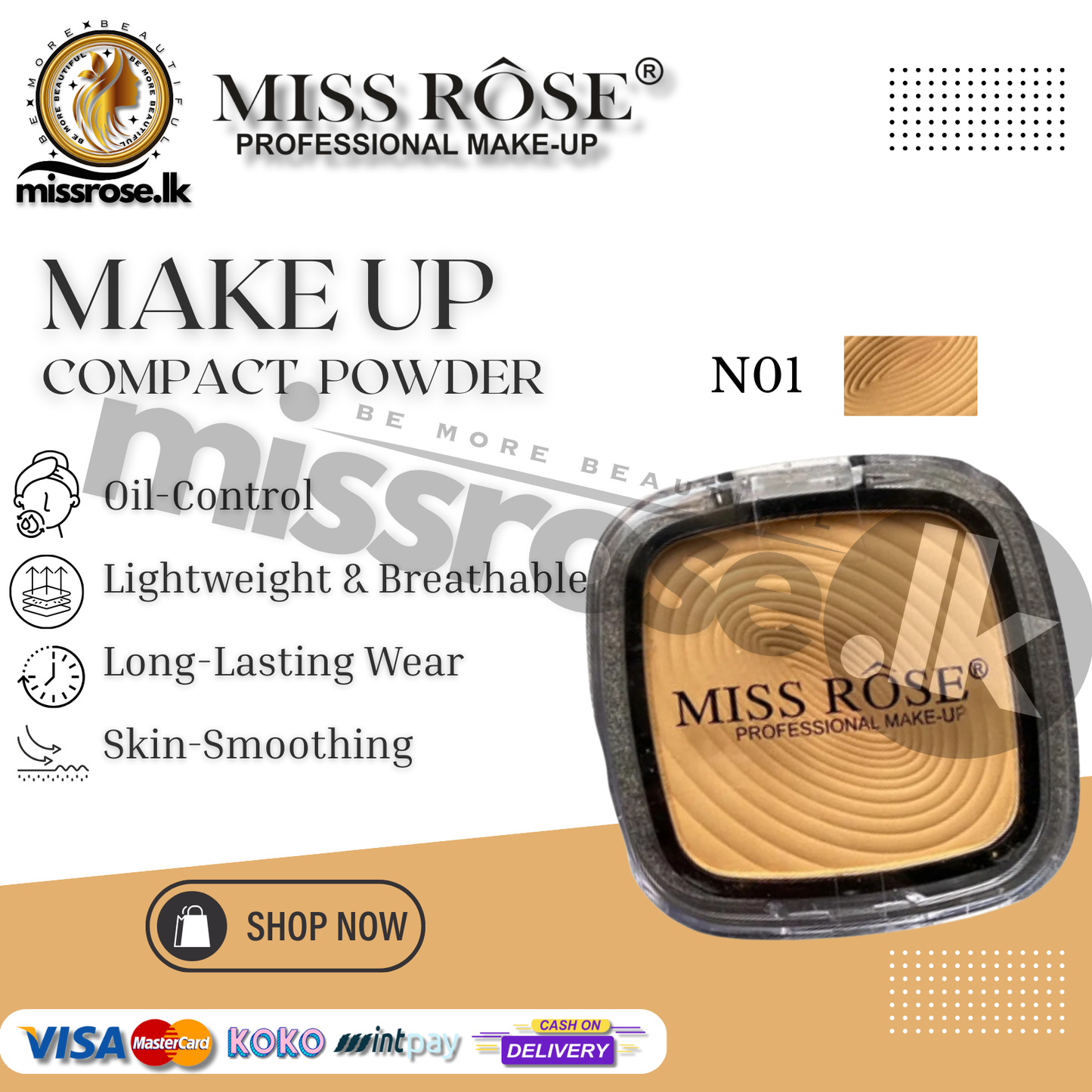 Miss Rose Professional Make Up Compact Powder