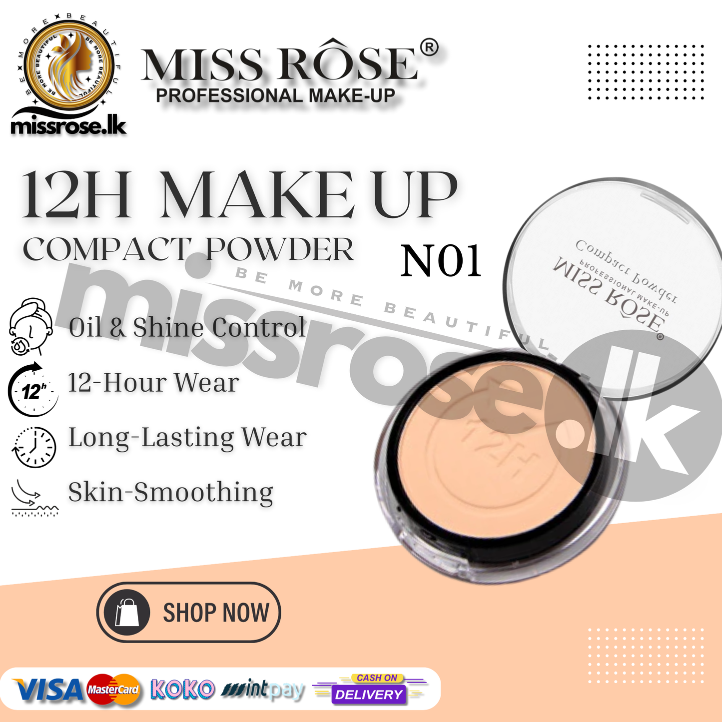 Miss Rose 12h Compact Powder Studio Fix Powder Plus Foundation (N)