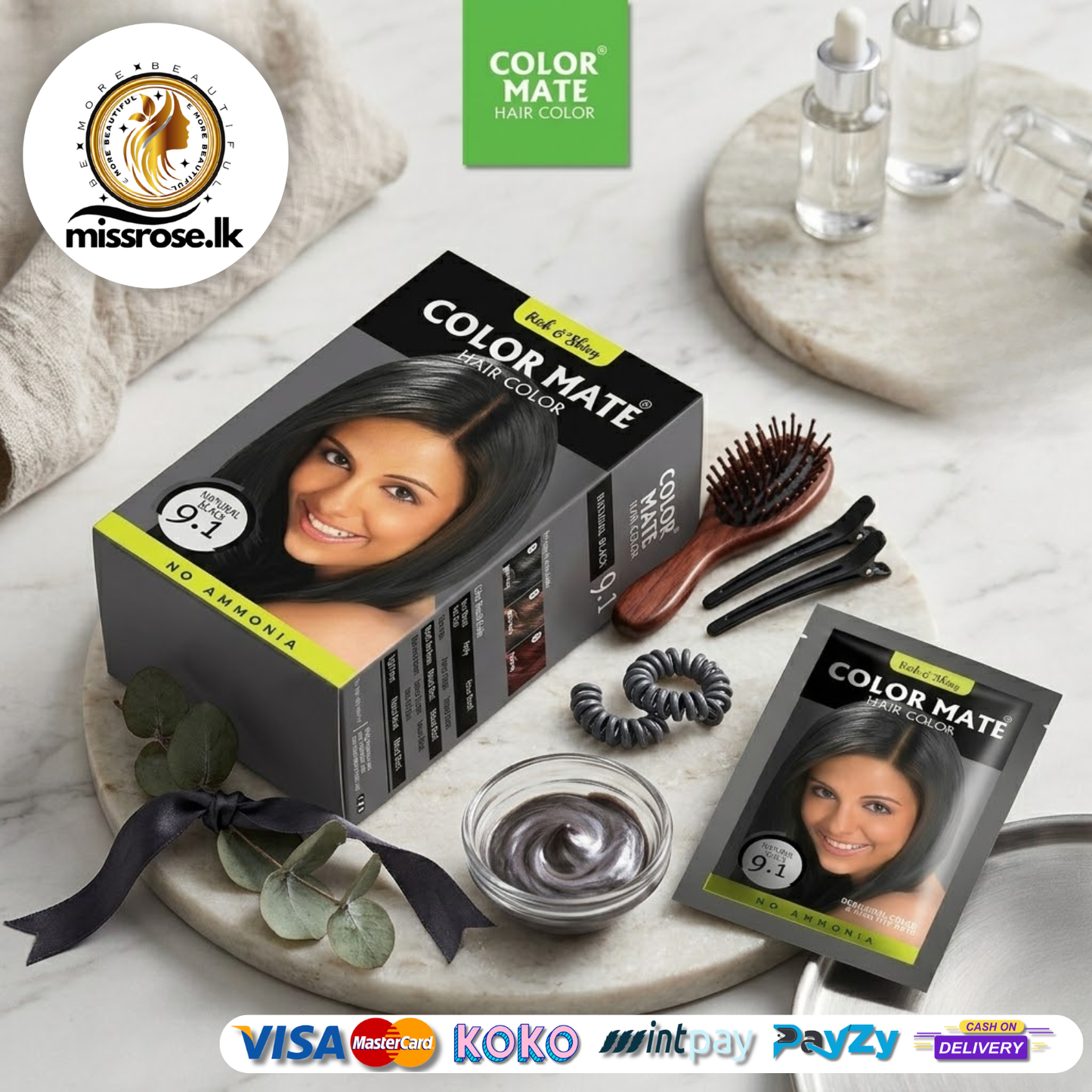 COLOR MATE No Ammonia Hair Black Color (9.1)