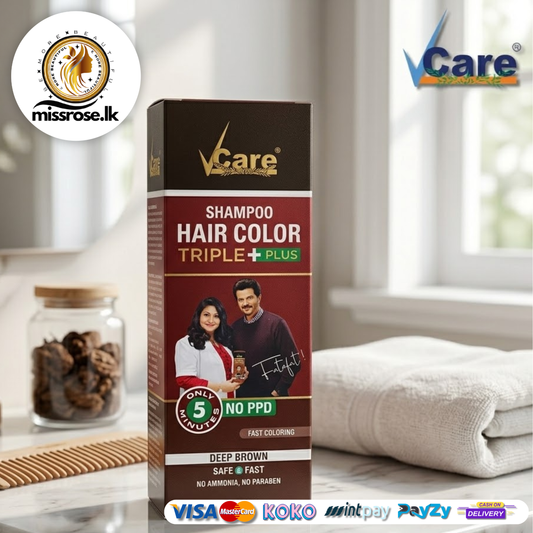 VCare Shampoo Hair Colour Shampoo, Deep Brown 180ml for Women and Men