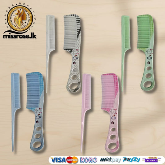 Maker Cartoon Image Kids Hair Straightener Brush Dyeing Rat Tail Comb Set for Girls - 1set