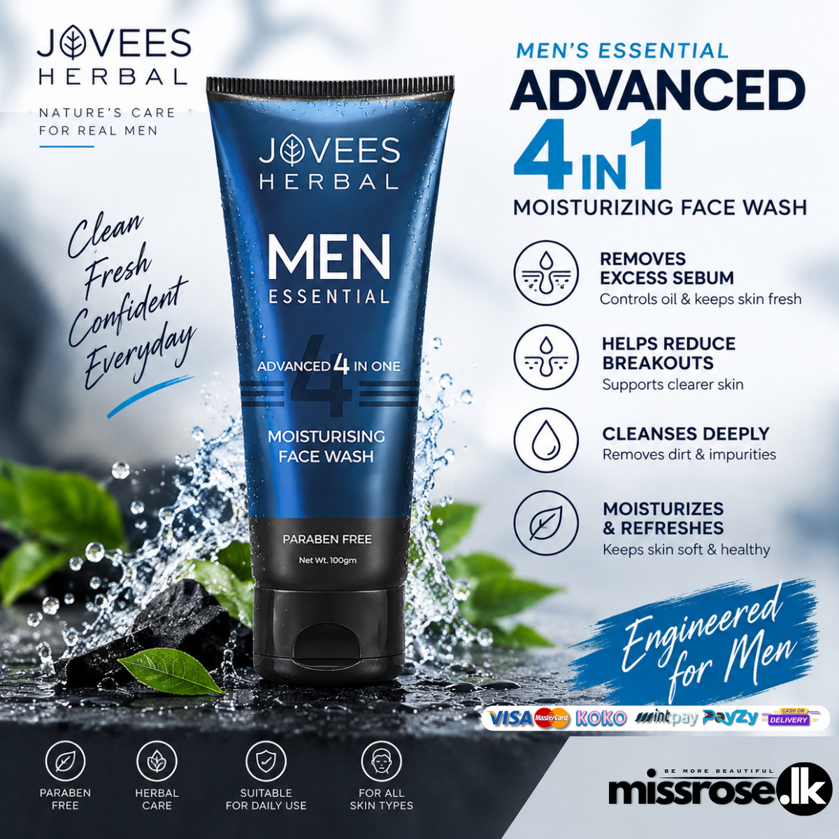 Jovees Men’s Essential Advanced 4-in-1 Moisturizing Face Wash