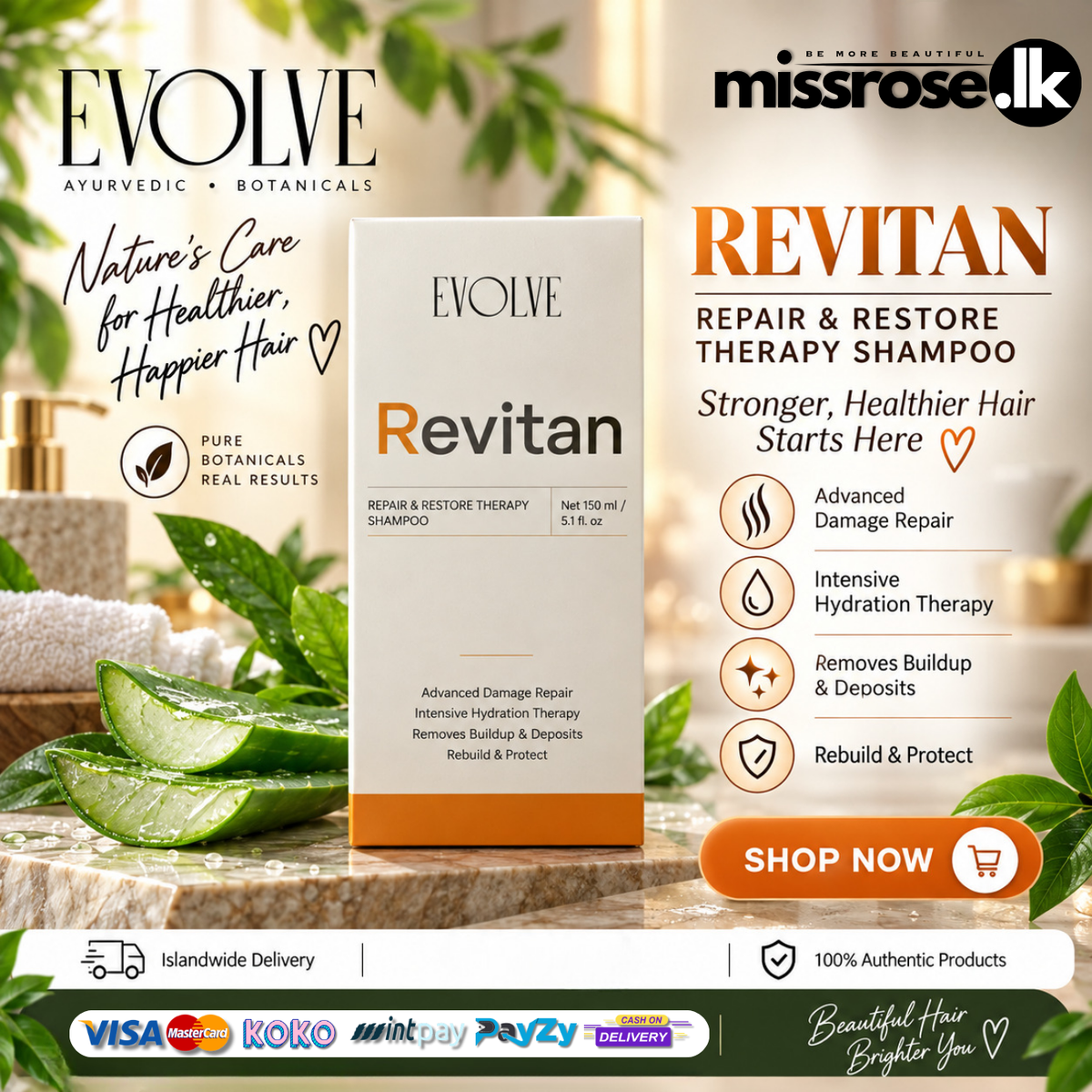 Evolve Revitan Repair & Restore Therapy Shampoo 150ml